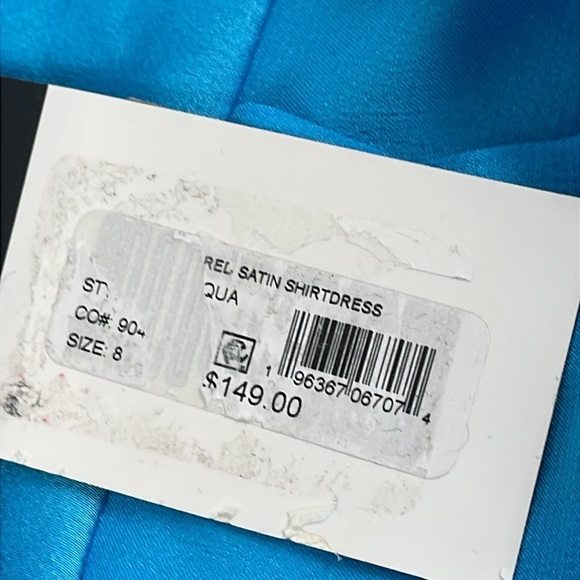 NWT TAHARI ASL Collared Midi Dress In Blue Faux Wrap Long Sleeve Sz 8 - Picture 11 of 14